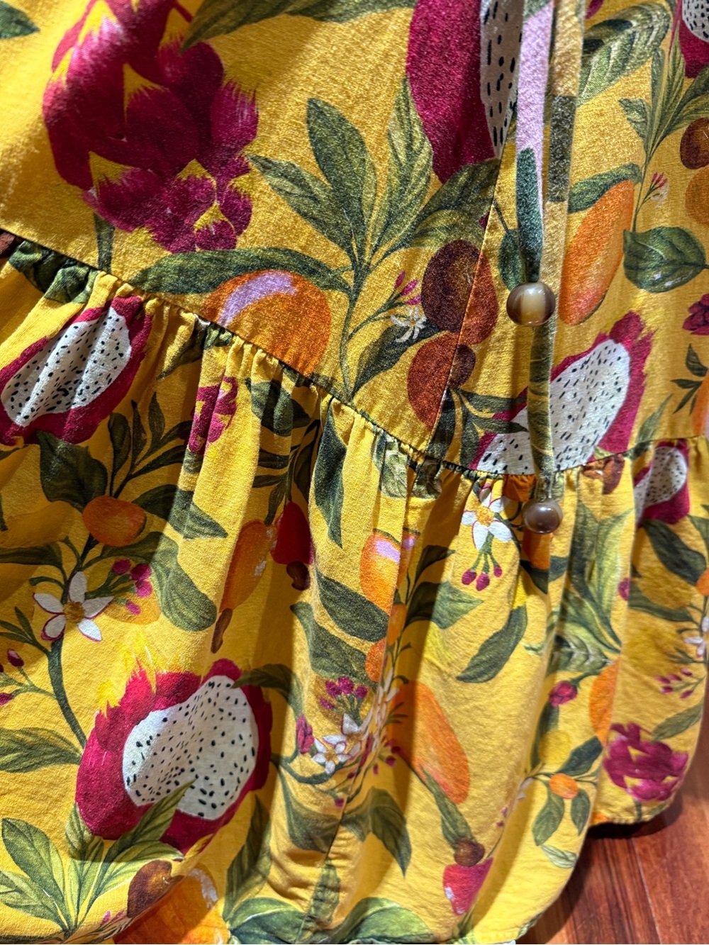 FARM Rio Tropical Floral Wrap Maxi BeachDress Green, Pink & Yellow Mixed Print S - Picture 10 of 14